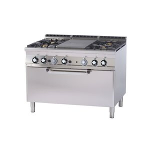 RM GASTRO Cast-Iron Gas Cooker with 4 Burners and Cooking Hob, Static Gas Oven, 48 kW RM GASTRO Cast-Iron Gas Cooker with 4 Burners and Cooking Hob, Static Gas Oven, 48 kW