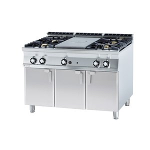RM GASTRO Cast-Iron Gas Cooker with 4 Burners and Cooking Hob, CupBoard, 35 kW