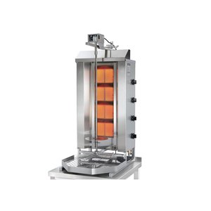 Potis Kebab gazowy 4 palniki, wsad 70 kg, 14 kW, 550x510x(h)1120 mm z tacą na tłuszcz o wym. 550x550 mm Potis Kebab gazowy 4 palniki, wsad 70 kg, 14 kW, 550x510x(h)1120 mm z tacą na tłuszcz o wym. 550x550 mm