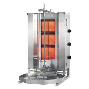 Potis Kebab gazowy 3 palniki, wsad 40 kg, 10,5 kW, 550x510x(h)830 mm z tacą na tłuszcz o wym. 500x500 mm Potis Kebab gazowy 3 palniki, wsad 40 kg, 10,5 kW, 550x510x(h)830 mm z tacą na tłuszcz o wym. 500x500 mm