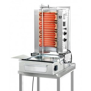 Potis Kebab elektryczny, 2 palniki, wsad 30 kg, 400V, 5,2 kW, dolny napęd 3,5 W, 760x620x(h)840 mm Potis Kebab elektryczny, 2 palniki, wsad 30 kg, 400V, 5,2 kW, dolny napęd 3,5 W, 760x620x(h)840 mm