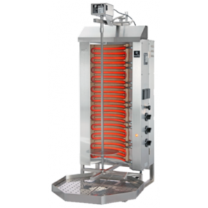 Potis Kebab elektryczny, 3 palniki, wsad 50 kg, 400V, 9 kW, 500x450x(h)1030 mm z tacą na tłuszcz o wym. 500x500 mm Potis Kebab elektryczny, 3 palniki, wsad 50 kg, 400V, 9 kW, 500x450x(h)1030 mm z tacą na tłuszcz o wym. 500x500 mm