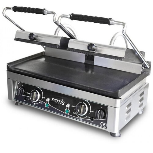 Potis Grill kontaktowy podwójny, żeliwny, elektryczny, 1/2 gładka 1/2 ryflowana, 3,5 kW, 230V, 560x440x(h)300 mm Potis Grill kontaktowy podwójny, żeliwny, elektryczny, 1/2 gładka 1/2 ryflowana, 3,5 kW, 230V, 560x440x(h)300 mm