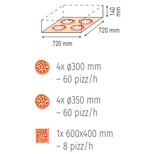 Moretti Forni Piec 1-komorowy do pizzy, elektryczny 6 kW, sterowanie elektroniczne, 990x1060x370 mm, 4xØ300 mm, MORETTI FORNI Moretti Forni Piec 1-komorowy do pizzy, elektryczny 6 kW, sterowanie elektroniczne, 990x1060x370 mm, 4xØ300 mm, MORETTI FORNI