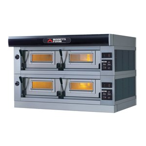 Moretti Forni Piec 2-komorowy do pizzy z okapem i bazą, elektryczny 18,6 kW, 1610x1510x1050 mm, 22xØ300 mm, MORETTI FORNI Moretti Forni Piec 2-komorowy do pizzy z okapem i bazą, elektryczny 18,6 kW, 1610x1510x1050 mm, 22xØ300 mm, MORETTI FORNI