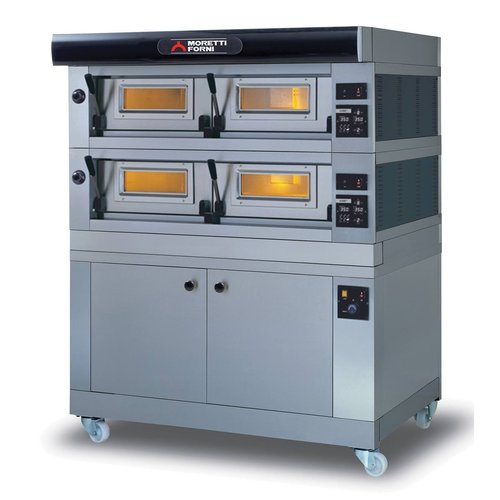 Moretti Forni Piec 2-komorowy do pizzy z okapem i bazą, elektryczny 18,6 kW, 1610x1510x1050 mm, 22xØ300 mm, MORETTI FORNI Moretti Forni Piec 2-komorowy do pizzy z okapem i bazą, elektryczny 18,6 kW, 1610x1510x1050 mm, 22xØ300 mm, MORETTI FORNI