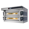 Moretti Forni Piec 2-komorowy do pizzy z okapem i bazą, elektryczny 18 kW, 1370x1460x1070 mm, 12xØ300 mm, MORETTI FORNI