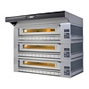 Moretti Forni Piec 3-komorowy do pizzy z okapem i bazą, gazowy 64,5 kW, 1470x1480x1770/2700 mm, 18xØ300 mm, MORETTI FORNI