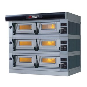 Moretti Forni Piec 3-komorowy do pizzy z okapem i bazą, elektryczny 25,8 kW, 1610x1310x1450 mm, 24xØ300 mm, MORETTI FORNI Moretti Forni Piec 3-komorowy do pizzy z okapem i bazą, elektryczny 25,8 kW, 1610x1310x1450 mm, 24xØ300 mm, MORETTI FORNI