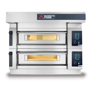 Moretti Forni Piec 2-komorowy do pizzy z okapem i bazą, elektryczny 26,4 kW, 1370x1990x1070 mm, 18xØ300 mm, MORETTI FORNI