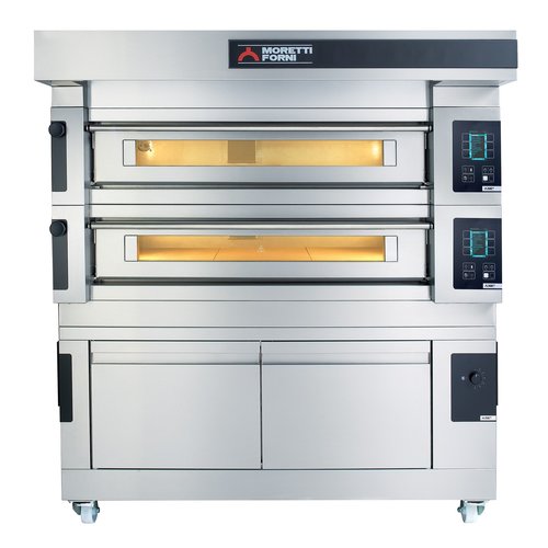 Moretti Forni Piec 2-komorowy do pizzy z okapem i bazą, elektryczny 34,6 kW, 1660x1990x1070 mm, 32xØ300 mm, MORETTI FORNI Moretti Forni Piec 2-komorowy do pizzy z okapem i bazą, elektryczny 34,6 kW, 1660x1990x1070 mm, 32xØ300 mm, MORETTI FORNI