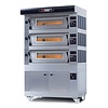 Moretti Forni Piec 3-komorowy do pizzy z okapem i bazą, elektryczny 28,8 kW, 1320x1650x1450 mm, 27xØ300 mm, MORETTI FORNI