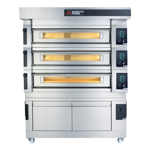 Moretti Forni Piec 3-komorowy do pizzy z okapem i bazą, elektryczny 36 kW, 1660x1460x1430 mm, 24xØ300 mm, MORETTI FORNI Moretti Forni Piec 3-komorowy do pizzy z okapem i bazą, elektryczny 36 kW, 1660x1460x1430 mm, 24xØ300 mm, MORETTI FORNI