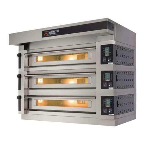 Moretti Forni Piec 3-komorowy do pizzy z okapem i bazą, elektryczny 51,9 kW, 1660x1990x1430 mm, 48xØ300 mm, MORETTI FORNI Moretti Forni Piec 3-komorowy do pizzy z okapem i bazą, elektryczny 51,9 kW, 1660x1990x1430 mm, 48xØ300 mm, MORETTI FORNI