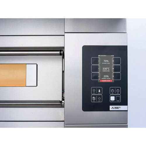 Moretti Forni Piec 3-komorowy do pizzy z okapem i bazą, elektryczny 51,9 kW, 1660x1990x1430 mm, 48xØ300 mm, MORETTI FORNI Moretti Forni Piec 3-komorowy do pizzy z okapem i bazą, elektryczny 51,9 kW, 1660x1990x1430 mm, 48xØ300 mm, MORETTI FORNI