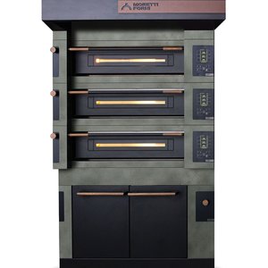 Moretti Forni Piec 3-komorowy do pizzy z okapem i komora rozrostu nawilżaną, elektryczny 53,65 kW, 1660x1990x2105 mm, 48xØ300 mm, MORETTI FORNI Moretti Forni Piec 3-komorowy do pizzy z okapem i komora rozrostu nawilżaną, elektryczny 53,65 kW, 1660x1990x2105 mm, 48xØ300 mm, MORETTI FORNI