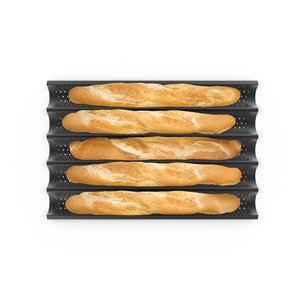 UNOX Ruszt aluminiowy FORO.BAGUETTE.BLACK 600x400x(h)34 mm, mikroperforowany, nieprzywierający UNOX Ruszt aluminiowy FORO.BAGUETTE.BLACK 600x400x(h)34 mm, mikroperforowany, nieprzywierający