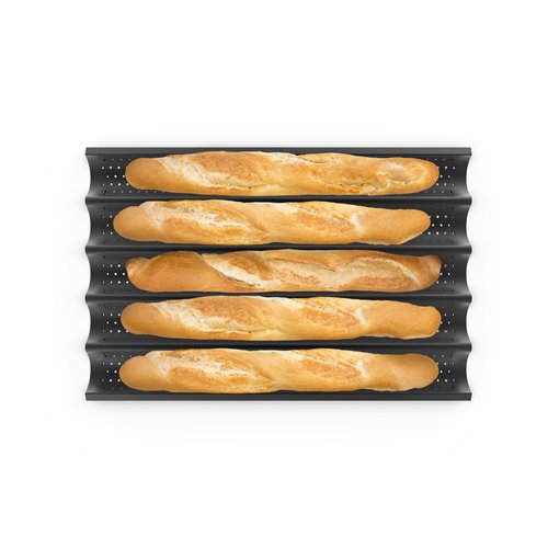 UNOX Ruszt aluminiowy FORO.BAGUETTE.BLACK 600x400x(h)34 mm, mikroperforowany, nieprzywierający UNOX Ruszt aluminiowy FORO.BAGUETTE.BLACK 600x400x(h)34 mm, mikroperforowany, nieprzywierający