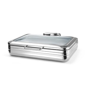 Fine Dine Induction or Pasta Chafing Dish with Hinged Glass Cover GN 1/1 Fine Dine Induction or Pasta Chafing Dish with Hinged Glass Cover GN 1/1