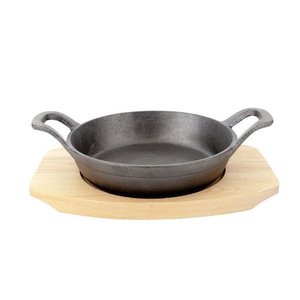 Lava Cast Iron Frying Pan with Wooden Stand and Two Handles Ø155 mm Lava Cast Iron Frying Pan with Wooden Stand and Two Handles Ø155 mm