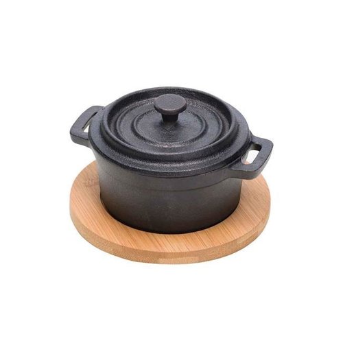 Lava CAST IRON POT 13,5X10,5XH8CMWITH BAMBOO BASE