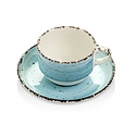 Fine Dine Stackable Turquoise Espresso Cup with Saucer 90 ml, Earth Colours Turkus