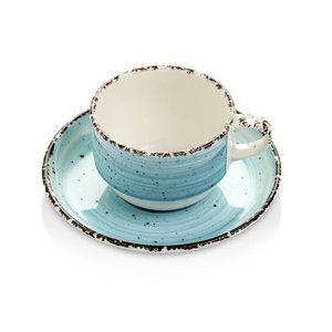Fine Dine Stackable Turquoise Espresso Cup with Saucer 90 ml, Earth Colours Turkus