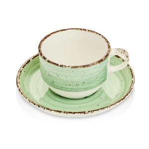 Fine Dine Stackable Green Espresso Cup with Saucer 90 ml, Earth Colours Nefryt Fine Dine Stackable Green Espresso Cup with Saucer 90 ml, Earth Colours Nefryt