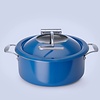 Fine Dine Induction Round Chafing Dish with Hinged Glass Cover 4,5 L , Blue