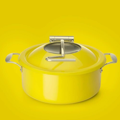 Fine Dine Induction Round Chafing Chafing Dish with Removable Glass Cover 4,5 L , Yellow Fine Dine Induction Round Chafing Chafing Dish with Removable Glass Cover 4,5 L , Yellow