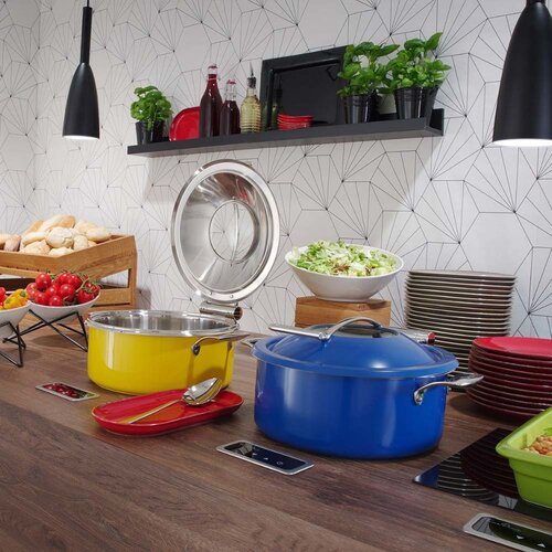 Fine Dine Induction Round Chafing Chafing Dish with Removable Glass Cover 4,5 L , Yellow Fine Dine Induction Round Chafing Chafing Dish with Removable Glass Cover 4,5 L , Yellow