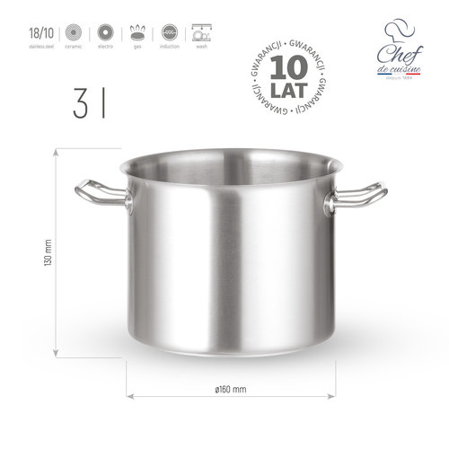 Chef de Cuisine Stainless Steel High Stock Pot 3 L Ø 160 mm Chef de Cuisine Stainless Steel High Stock Pot 3 L Ø 160 mm