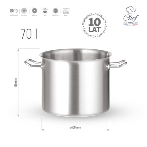 Chef de Cuisine Garnek wysoki 70 L Ø 450 mm ze stali nierdzewnej