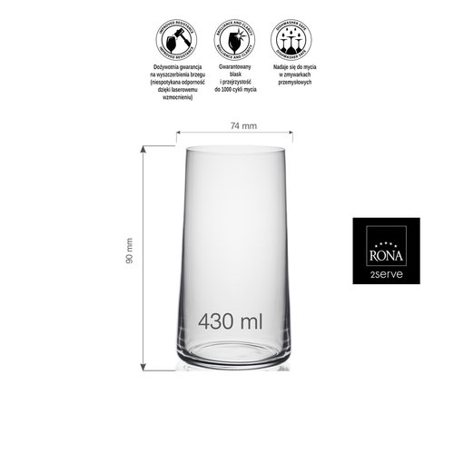 Rona Szklanka wysoka Mode, 430ml