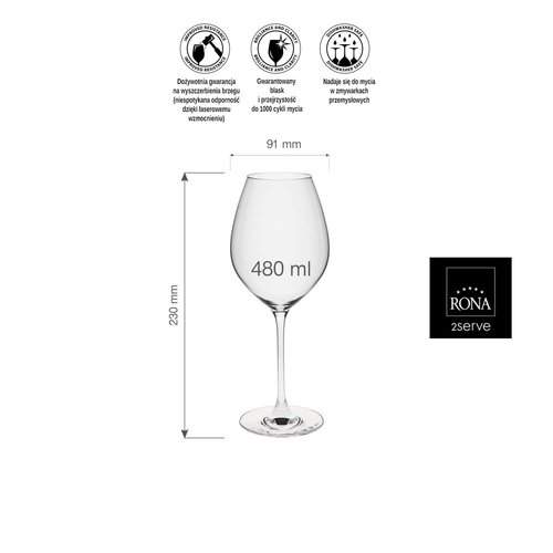 Rona Kieliszek do wina chardonnay Le Vin, 480ml Rona Kieliszek do wina chardonnay Le Vin, 480ml