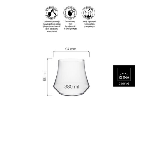 Rona Szklanka niska Eclipse, 380ml