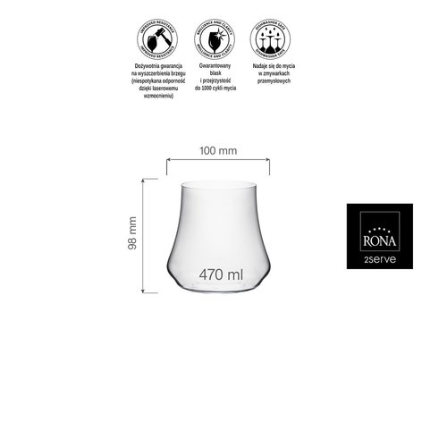 Rona Szklanka niska Eclipse, 470ml