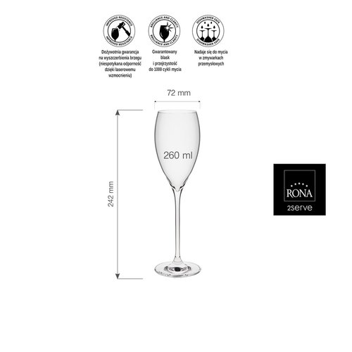 Rona Kieliszek do szampana Le Vin, 260ml Rona Kieliszek do szampana Le Vin, 260ml