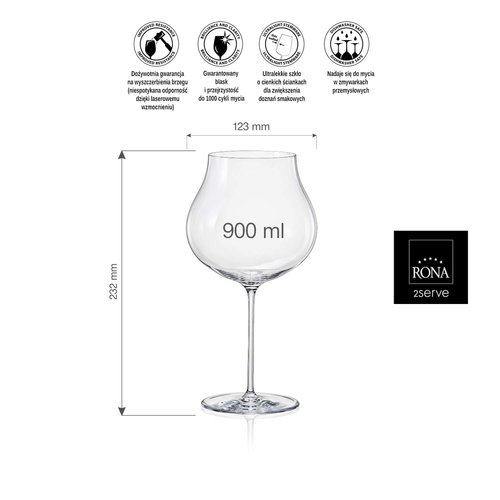 Rona Kieliszek do win czerwonych Linea Umana, 900ml Rona Kieliszek do win czerwonych Linea Umana, 900ml