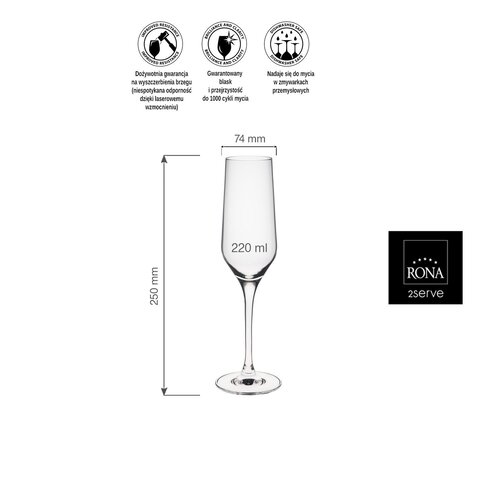Rona Kieliszek do szampana Martina, 220ml Rona Kieliszek do szampana Martina, 220ml