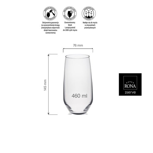 Rona Szklanka wysoka Martina, 460ml Rona Szklanka wysoka Martina, 460ml