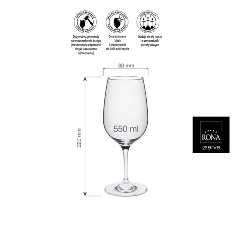 Rona Kieliszek do win czerwonych Ratio, 550ml Rona Kieliszek do win czerwonych Ratio, 550ml