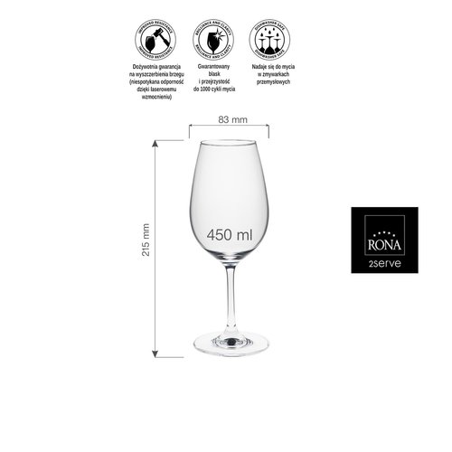 Rona Kieliszek do wina bordeaux Ratio, 450ml Rona Kieliszek do wina bordeaux Ratio, 450ml