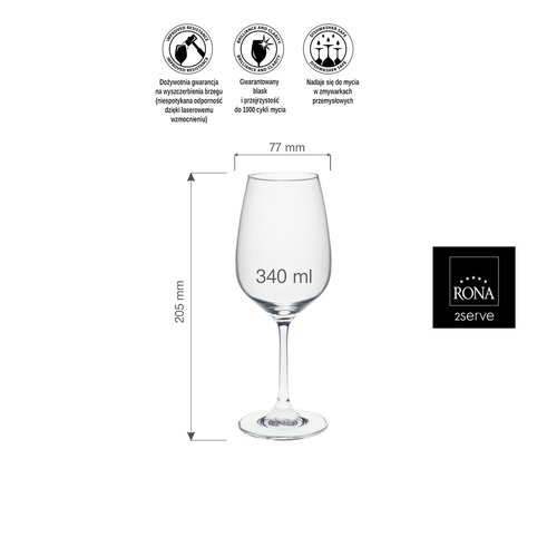 Rona Kieliszek do wina Ratio, 340ml