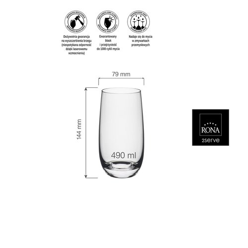 Rona Szklanka wysoka Lunar, 490ml