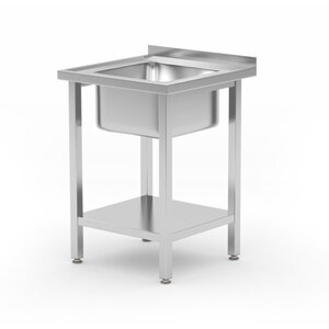 XXLselect Stół ze zlewem 1-komorowym i półką Budget Line, skręcany 600x600x(h)850 mm XXLselect Stół ze zlewem 1-komorowym i półką Budget Line, skręcany 600x600x(h)850 mm