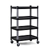 XXLselect Wózek 4-półkowy z polipropylenu, czarny, 800x520x(h)1200mm XXLselect Wózek 4-półkowy z polipropylenu, czarny, 800x520x(h)1200mm