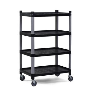 XXLselect Wózek 4-półkowy z polipropylenu, czarny, 800x520x(h)1200mm XXLselect Wózek 4-półkowy z polipropylenu, czarny, 800x520x(h)1200mm