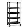 XXLselect Wózek 5-półkowy z polipropylenu, 800x520x(h)1540mm, czarny XXLselect Wózek 5-półkowy z polipropylenu, 800x520x(h)1540mm, czarny