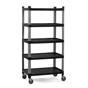 XXLselect Wózek 5-półkowy z polipropylenu, 800x520x(h)1540mm, czarny XXLselect Wózek 5-półkowy z polipropylenu, 800x520x(h)1540mm, czarny